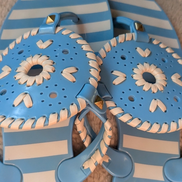 Jack Rogers Blue & White Summer Flip Flops Jelly Sandals Size 10 - Picture 8 of 10
